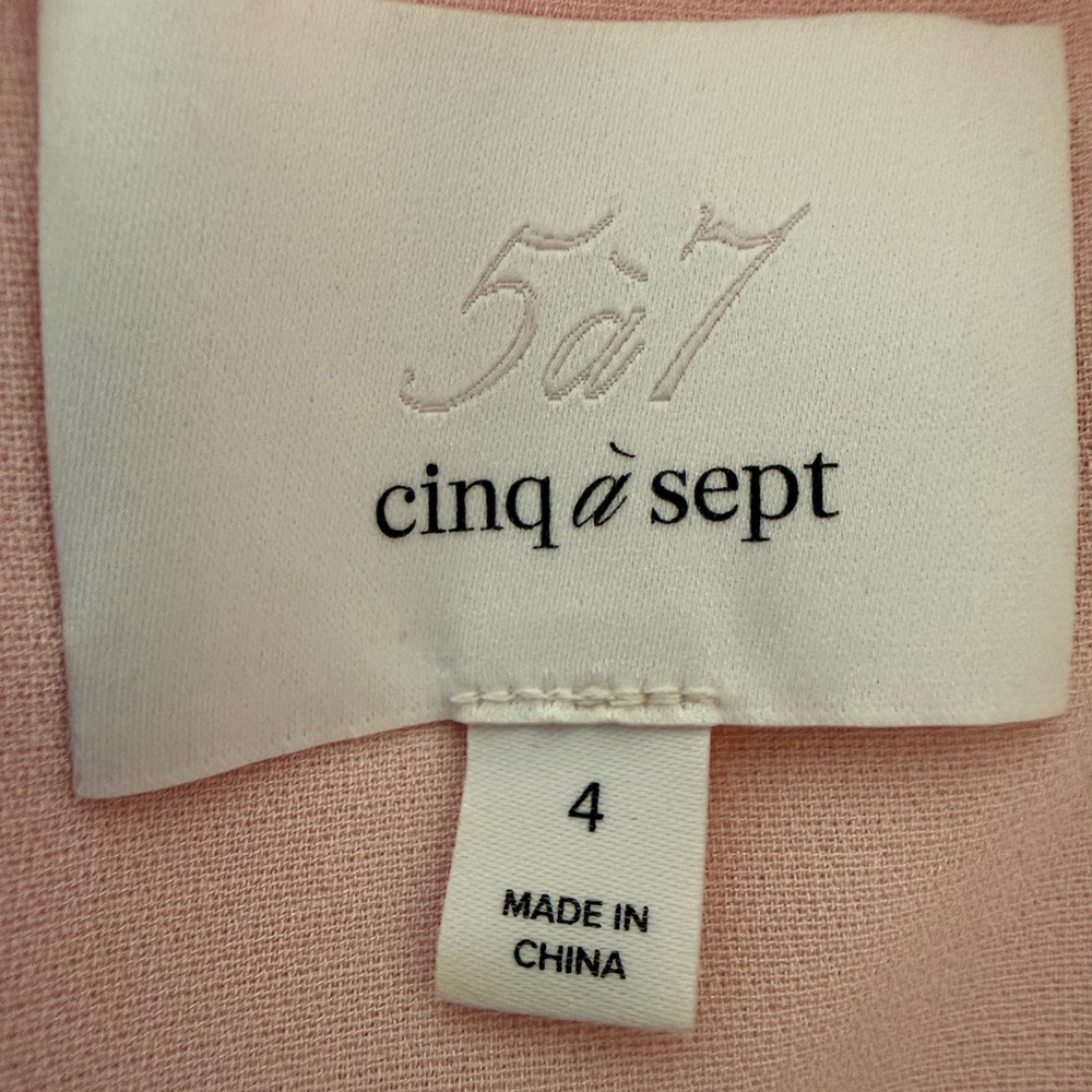 Cinq à Sept Marta Off-the-Shoulder Trumpet Midi Dress, Blush Rose, Size 4 - Picture 10 of 12